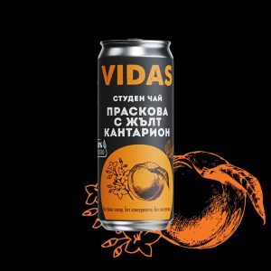 Студен чай VIDAS Праскова и Жълт кантарион - 250 ml. кен